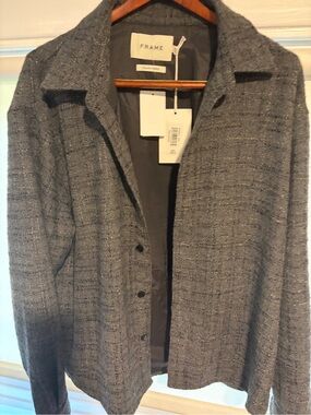Frame Denim Charcoal Textured Blazer Jacket